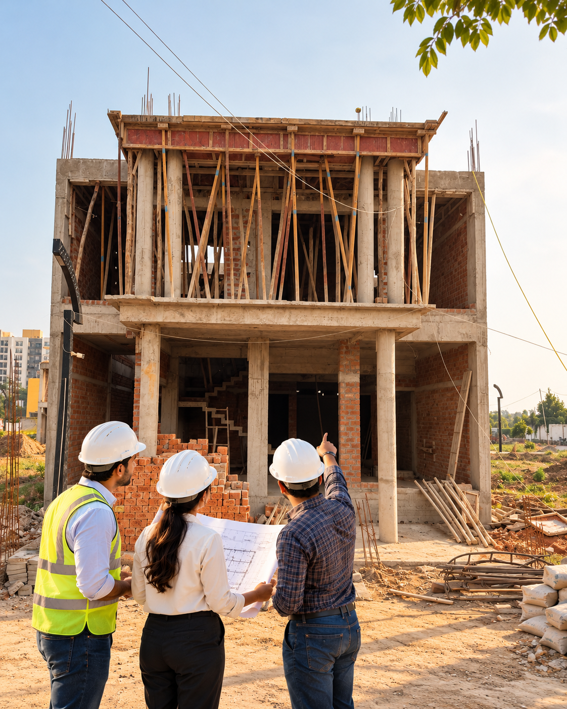 Aroma Builders team at a construction site